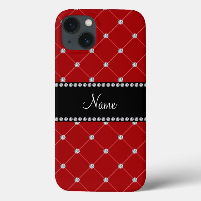 Coques Case-Mate iPhone Nom personnalisé diamants rouges tuft (Verso)