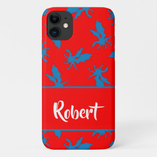 Case-Mate iPhone Case Nom personnalisé dragons bleus sur fond rouge