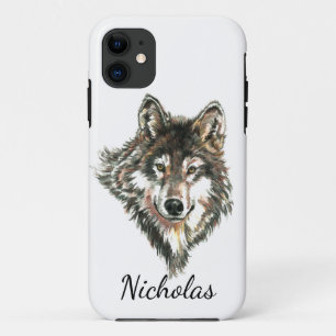 Case-Mate iPhone Case Nom personnalisé du loup gris aquarelle