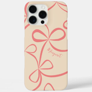 Coque iPhone 16 Pro Max Nom personnalisé du Motif Bow rose