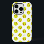 Coque iPhone 16 Pro Nom personnalisé du Motif Softball mignon<br><div class="desc">Un motif de softball mignon coque iphone de nom personnalisé,  avec une police de script de calligraphie moderne. Le style de police et la couleur peuvent être modifiés à l'aide des outils de modèle en ligne.</div>