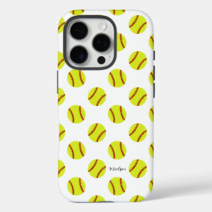 Coque iPhone 16 Pro Nom personnalisé du Motif Softball mignon