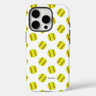 Coque iPhone 16 Pro Nom personnalisé du Motif Softball mignon