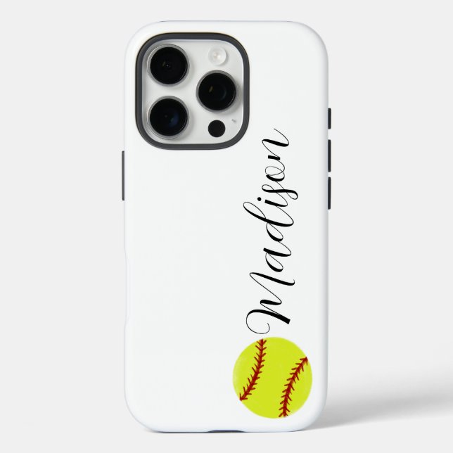 Coques Case-Mate iPhone Nom personnalisé du softball mignon (Verso)