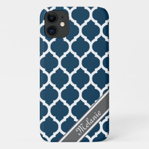 Case-Mate iPhone Case Nom personnalisé du treillis bleu et gris de la ma