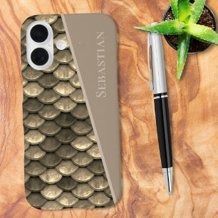 Coque Pour iPhone 16 Nom personnalisé écailles métalliques fausses Stea