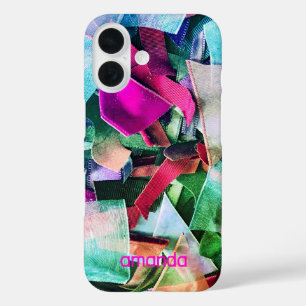 Coque Pour iPhone 16 Nom personnalisé Effet 3D couleur Abstrait Iridesc
