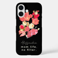 Nom personnalisé Elegant Noir Rouge Blanc Floral M