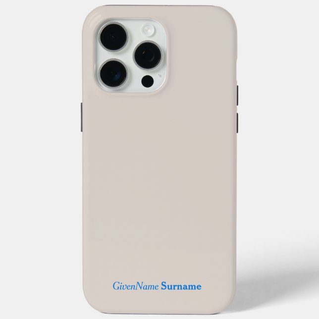 Coques Case-Mate iPhone Nom personnalisé Élégant Simple Quill Gris Bleu (Verso)