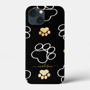 Case-Mate iPhone Case Nom personnalisé Empreinte de patte Moderne Noir e