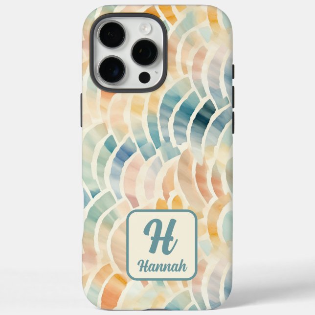 Coques Case-Mate iPhone Nom personnalisé et aquarelle monographique modéli (Verso)