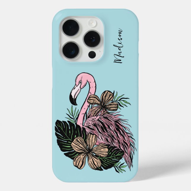 Coques Case-Mate iPhone Nom personnalisé et couleur Flamant rose rose (Verso)