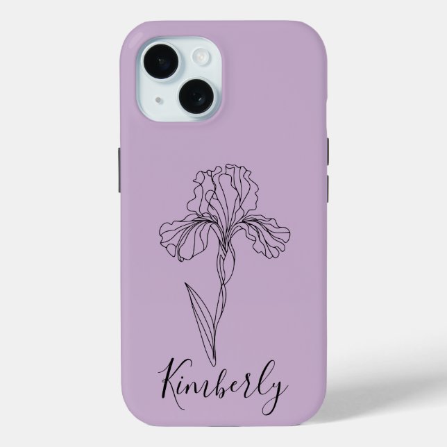 Coques Case-Mate iPhone Nom personnalisé Février iris Fleur de naissance (Verso)