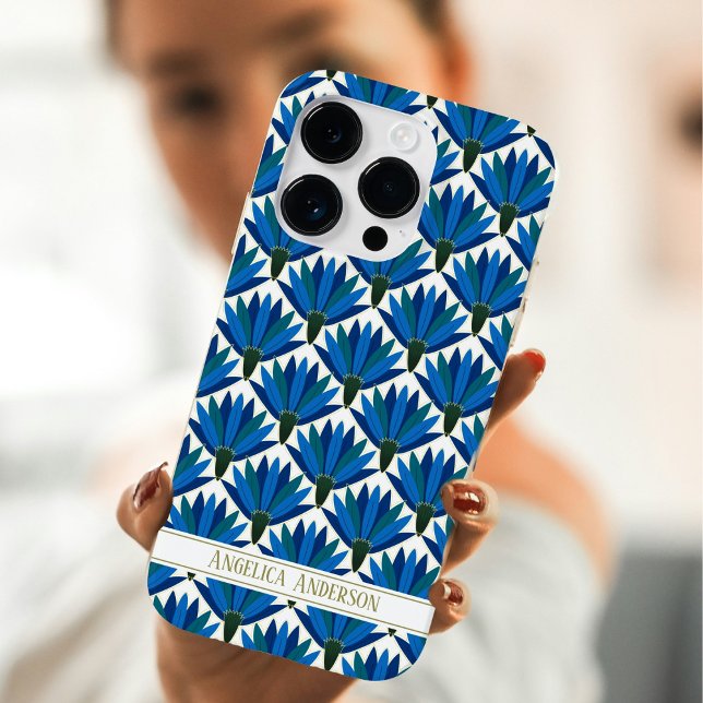 Coques Case-Mate iPhone Nom personnalisé Fleurs bleues (Créateur téléchargé)