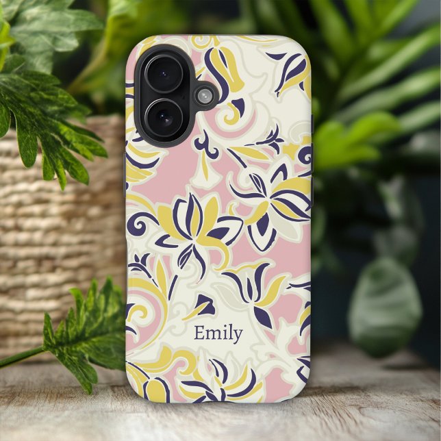 Coques Case-Mate iPhone Nom personnalisé floral abstrait moderne Girley (Créateur téléchargé)