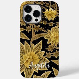 Coque Case-Mate iPhone Nom personnalisé Floral Black Gold