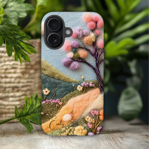 Coque Pour iPhone 16 Nom personnalisé floral feutré moderne tendance