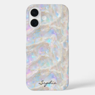 Coque Pour iPhone 16 Nom personnalisé Fluid Iridescente Gold Opal Girl