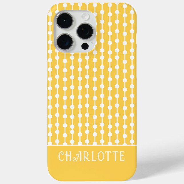 Coques Case-Mate iPhone Nom personnalisé géométrique jaune blanc (Verso)