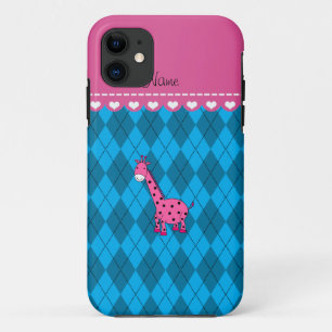 Coque Case-Mate Pour iPhone Nom personnalisé girafe rose ciel bleu Jacquard