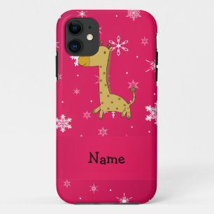 Etui iPhone Case-Mate Nom personnalisé girafe rose flocons de neige