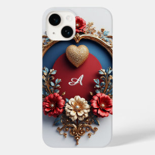 Coque Case-Mate iPhone Nom personnalisé Golden Heart Glow ✨ Perle Chic