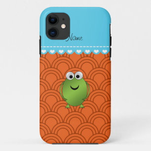 Coques Pour iPhone Nom personnalisé grenouille orange cercles bleu ba