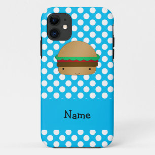 Etui iPhone Case-Mate Nom personnalisé hamburger bleu blanc pois