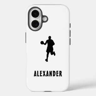 Coque Pour iPhone 16 Nom Personnalisé Joueur De Basket-Ball Homme Noir