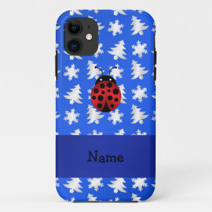 Coque Case-Mate Pour iPhone Nom personnalisé ladybug bleu flocons de neige arb