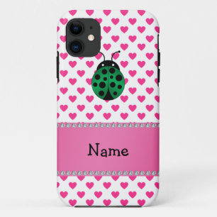 Coque Case-Mate iPhone Nom personnalisé ladybug coeur rose pois