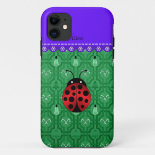 Case-Mate iPhone Case Nom personnalisé ladybug green snowmen