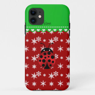 Coque Case-Mate Pour iPhone Nom personnalisé ladybug rouge flocons de neige ve
