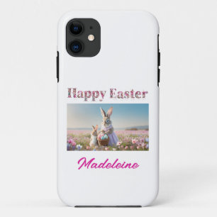 Case-Mate iPhone Case Nom personnalisé Lapin de Pâques Champ d'oeufs de