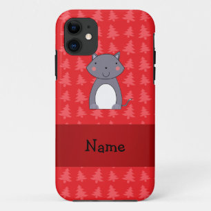Coques Pour iPhone Nom personnalisé loup roux de noël arbres