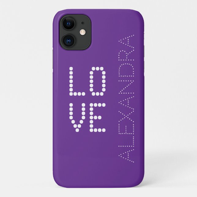 Coques Case-Mate iPhone Nom personnalisé & Love Font tendance sur violet (Dos)