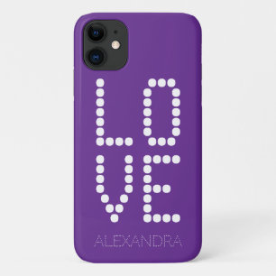 Case-Mate iPhone Case Nom personnalisé & Love Smart Font On Purple