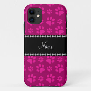 Etui iPhone Case-Mate Nom personnalisé magenta rose chien empreintes de