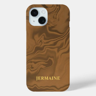Coque Case-Mate iPhone Nom personnalisé marbre brun texture