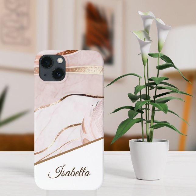 Coques Case-Mate iPhone Nom personnalisé | Marbre de luxe (Créateur téléchargé)