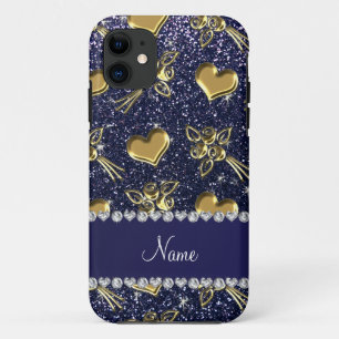 Etui iPhone Case-Mate Nom personnalisé marine bleu parties scintillant o