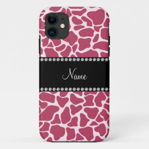 Coque iPhone 11 Nom personnalisé mauve giraffe motif