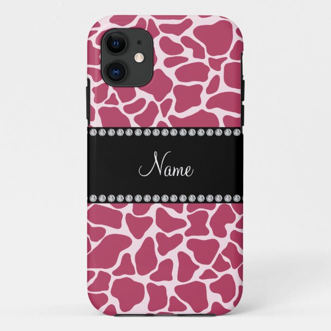 Coques Case-Mate iPhone Nom personnalisé mauve giraffe motif (Dos)
