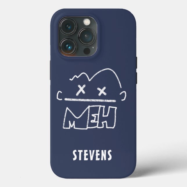 Coques Case-Mate iPhone Nom personnalisé Meh Funny Face Emoji (Verso)