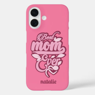 Coque Pour iPhone 16 Nom personnalisé "Meilleure maman jamais"