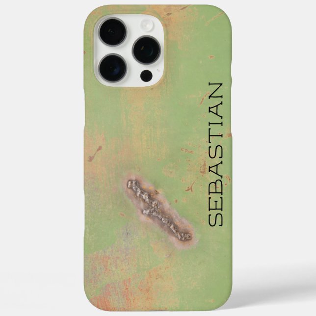 Coques Case-Mate iPhone Nom personnalisé Métal vert rustique soudé (Verso)