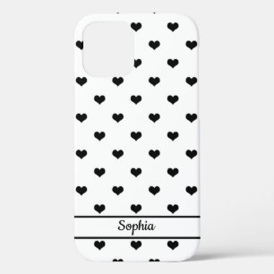 Case-Mate iPhone Case Nom personnalisé mignon coeur blanc noir motif