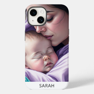 Coque Case-Mate iPhone Nom personnalisé mignon Mère et bébé Cadeau sentim