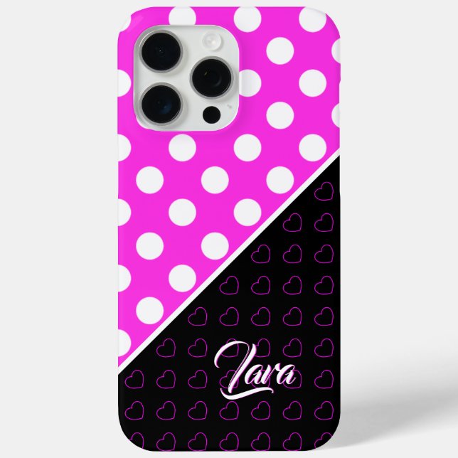 Coques Case-Mate iPhone Nom personnalisé Modèle frappant noir rose blanc (Verso)