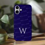 Coque Pour iPhone 16 Plus Nom personnalisé, modèle simple Monogramme<br><div class="desc">Ce coque iPhone 16 élégant offre un motif monogramme raffiné avec une touche moderne et minimaliste. Le design met en évidence votre nom dans une police simple et propre, créant un look personnalisé et élégant. La première lettre de votre nom est affichée en gros monogramme, ajoutant une touche d'élégance à...</div>